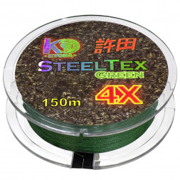 Шнур плетеный Kyoda SteelTex green 4X d-0,16 мм L-150 м, цвет зеленый, разрывная нагрузка 7,80 кг