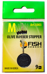 Стопор Fish Season резиновый оливка №M 9шт 5003-MF