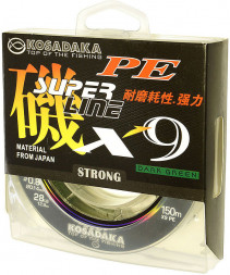 Леска плетеная Kosadaka Super PE X9 dark green 0.16 150м