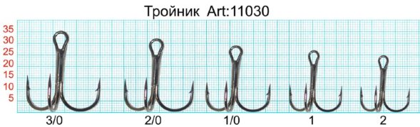Крючок-тройник FISH SEASON с кругл. поддевом №2/0 Red 4шт 11030R-0042F