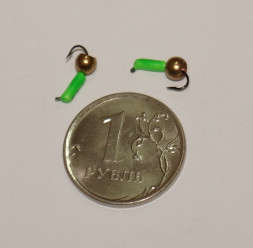 Мормышка вольфрамовая Столбик 1.5 с латунным шариком зеленый 442