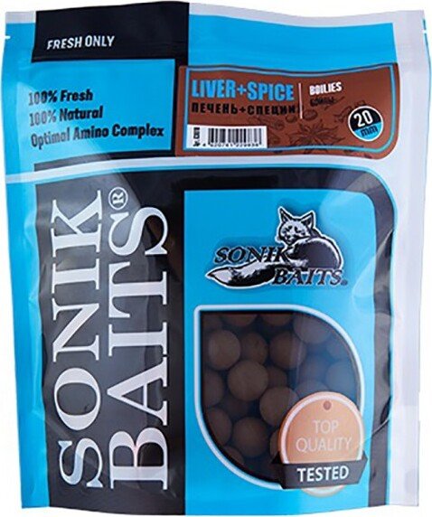 Бойлы Sonik Baits тонущие 20мм 750гр Печень+специи