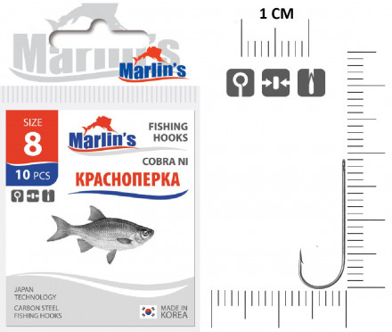 Крючок Marlin&#039;s Красноперка Cobra NI №8 10шт M1011NI-008